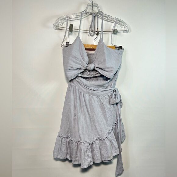 Free People The Real Deal Mini Endless Summer Dress in Grey Dawn S - Picture 2 of 8